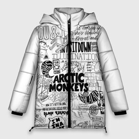 Женская зимняя куртка Oversize с принтом Arctic Monkeys в Новосибирске, верх — 100% полиэстер; подкладка — 100% полиэстер; утеплитель — 100% полиэстер | длина ниже бедра, силуэт Оверсайз. Есть воротник-стойка, отстегивающийся капюшон и ветрозащитная планка. 

Боковые карманы с листочкой на кнопках и внутренний карман на молнии | actic monkeys | рок