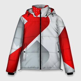 Мужская зимняя куртка 3D с принтом 3D SPORT STYLE RED WHITE в Новосибирске, верх — 100% полиэстер; подкладка — 100% полиэстер; утеплитель — 100% полиэстер | длина ниже бедра, свободный силуэт Оверсайз. Есть воротник-стойка, отстегивающийся капюшон и ветрозащитная планка. 

Боковые карманы с листочкой на кнопках и внутренний карман на молнии. | 3d | 3д | sport | абстракция | линии | паттерн | соты | спортивный стиль | текстуры