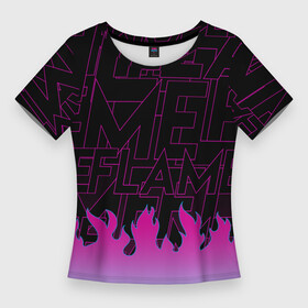 Женская футболка 3D Slim с принтом РОЗОВОЕ ПЛАМЯ  PINK FLAME в Новосибирске,  |  | cyber | fire | flamer | purple | горячий | лето | неон | нитро | огонь | стиль | тренд | языки пламени | яркий