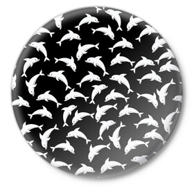 Значок с принтом Дельфиновый фон Dolphin в Новосибирске,  металл | круглая форма, металлическая застежка в виде булавки | dolphin | дельфин | дельфиновый фон | дельфины | косатка | морской житель | пляжная