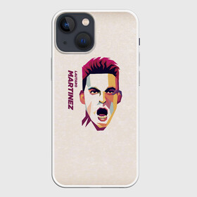 Чехол для iPhone 13 mini с принтом Martinez Pop Art в Новосибирске,  |  | argentina | art | champion | football | form | international | lautaro | martinez | player | pop | racing | soccer | uniform | аргентина | интернационале | лаутаро | легенда | мартинес | расинг | форма | футбол | футбола | футболист | чемпио