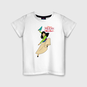 Детская футболка хлопок с принтом Мулан в Новосибирске, 100% хлопок | круглый вырез горловины, полуприлегающий силуэт, длина до линии бедер | disney | disneys mulan | fa mulan | mulan | vdzabma | дисней | мулан | фа мулан
