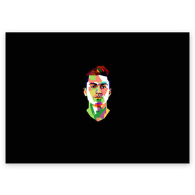 Поздравительная открытка с принтом Paulo Dybala Pop Art в Новосибирске, 100% бумага | плотность бумаги 280 г/м2, матовая, на обратной стороне линовка и место для марки
 | Тематика изображения на принте: art | champion | dybala | football | form | institute | juventus | palermo | paulo | player | pop | soccer | uniform | дибала | институто | легенда | палермо | пауло | форма | футбол | футбола | футболист | чемпион | ювентус