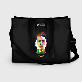 Сумка-шоппер 3D с принтом Paulo Dybala Pop Art в Новосибирске, 100% полиэстер | застегивается на металлическую кнопку; внутренний карман застегивается на молнию. Стенки укреплены специальным мягким материалом, чтобы защитить содержимое от несильных ударов
 | Тематика изображения на принте: art | champion | dybala | football | form | institute | juventus | palermo | paulo | player | pop | soccer | uniform | дибала | институто | легенда | палермо | пауло | форма | футбол | футбола | футболист | чемпион | ювентус