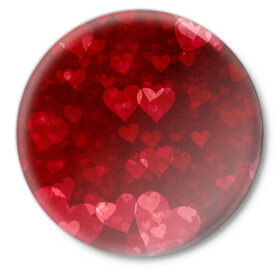 Значок с принтом СЕРДЕЧКИ HEARTS (Z) в Новосибирске,  металл | круглая форма, металлическая застежка в виде булавки | affection | cardiac | fondness | heart | love | loving | любимая | любимый | любовь | любоф | любофф | любофь | надписи | надпись | сердечко | сердце | сердцевина | сердчишко
