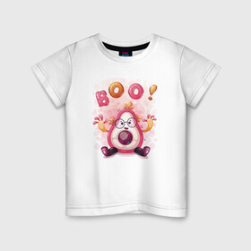 Детская футболка хлопок с принтом Авокадо boo! в Новосибирске, 100% хлопок | круглый вырез горловины, полуприлегающий силуэт, длина до линии бедер | avocado | boo | cute | fruit | авокадо | милый | музыка | фрукт
