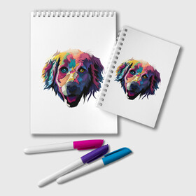 Блокнот с принтом Цветная собака в Новосибирске, 100% бумага | 48 листов, плотность листов — 60 г/м2, плотность картонной обложки — 250 г/м2. Листы скреплены удобной пружинной спиралью. Цвет линий — светло-серый
 | Тематика изображения на принте: животные | звери | разноцветный | собака | терьер