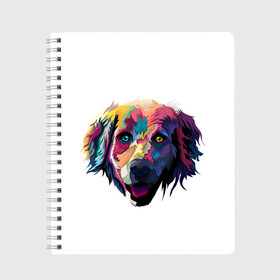 Тетрадь с принтом Цветная собака в Новосибирске, 100% бумага | 48 листов, плотность листов — 60 г/м2, плотность картонной обложки — 250 г/м2. Листы скреплены сбоку удобной пружинной спиралью. Уголки страниц и обложки скругленные. Цвет линий — светло-серый
 | Тематика изображения на принте: животные | звери | разноцветный | собака | терьер