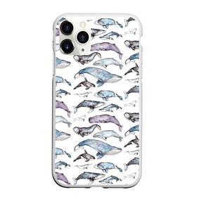 Чехол для iPhone 11 Pro Max матовый с принтом киты паттерн в Новосибирске, Силикон |  | Тематика изображения на принте: ocean | sea | sea animal | акварель | графика | касатка | киты | море | океан | рисунок кита