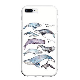 Чехол для iPhone 7Plus/8 Plus матовый с принтом киты в Новосибирске, Силикон | Область печати: задняя сторона чехла, без боковых панелей | ocean | sea | киты | море | морской принт | морской фон | океан | паттерн | рыбы | текстуры