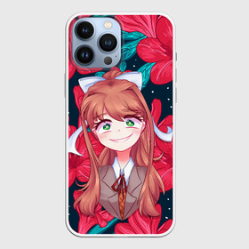 Чехол для iPhone 13 Pro Max с принтом Моника в цветах в Новосибирске,  |  | anime | flower | game | games | monika | natsuki | sayori | yuri | аниме | визуальный роман | доки доки | игра | игры | литературный клуб | моника | нацуки | саёри | цветы | юри