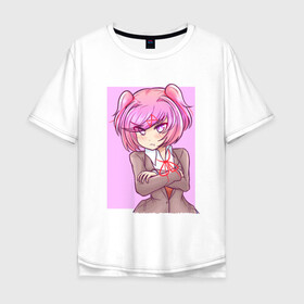 Мужская футболка хлопок Oversize с принтом Angry Natsuki в Новосибирске, 100% хлопок | свободный крой, круглый ворот, “спинка” длиннее передней части | anime | game | games | monika | natsuki | sayori | yuri | аниме | визуальный роман | доки доки | игра | игры | литературный клуб | моника | нацуки | саёри | юри