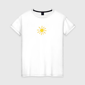 Женская футболка хлопок с принтом Солнышко в Новосибирске, 100% хлопок | прямой крой, круглый вырез горловины, длина до линии бедер, слегка спущенное плечо | summer | sun | лето | настроение | природа | солнце