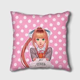 Подушка 3D с принтом Monika Pop Art в Новосибирске, наволочка – 100% полиэстер, наполнитель – холлофайбер (легкий наполнитель, не вызывает аллергию). | состоит из подушки и наволочки. Наволочка на молнии, легко снимается для стирки | anime | game | games | monika | natsuki | sayori | yuri | аниме | визуальный роман | доки доки | игра | игры | литературный клуб | моника | нацуки | саёри | юри