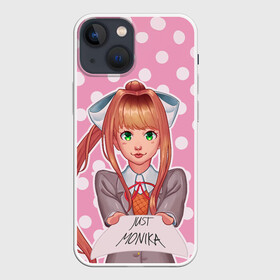 Чехол для iPhone 13 mini с принтом Monika Pop Art в Новосибирске,  |  | Тематика изображения на принте: anime | game | games | monika | natsuki | sayori | yuri | аниме | визуальный роман | доки доки | игра | игры | литературный клуб | моника | нацуки | саёри | юри