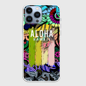 Чехол для iPhone 13 Pro Max с принтом АЛОХА ГАВАЙИ | ALOHA HAWAII в Новосибирске,  |  | Тематика изображения на принте: aloha | hawaii | гаваи | гаваии | гавайи | доски | лето | море | паттерн | серфинг | текстура | цветы