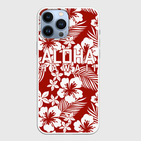 Чехол для iPhone 13 Pro Max с принтом ALOHA HAWAII | АЛОХА ГАВАЙИ в Новосибирске,  |  | Тематика изображения на принте: aloha | aloha hawaii | hawaii | summer | гаваи | гавайи | голубые пальмы | лето | море | надпись | отпуск | пальмы | пляж | синие пальмы | синий