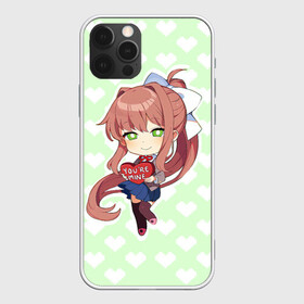 Чехол для iPhone 12 Pro с принтом Chibi Monika в Новосибирске, силикон | область печати: задняя сторона чехла, без боковых панелей | ddlc | doki doki literature club | monika | моника