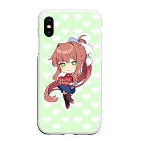 Чехол для iPhone XS Max матовый с принтом Chibi Monika в Новосибирске, Силикон | Область печати: задняя сторона чехла, без боковых панелей | ddlc | doki doki literature club | monika | моника