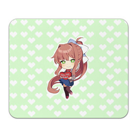 Коврик для мышки прямоугольный с принтом Chibi Monika в Новосибирске, натуральный каучук | размер 230 х 185 мм; запечатка лицевой стороны | ddlc | doki doki literature club | monika | моника