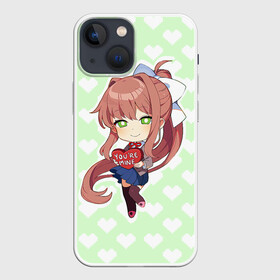 Чехол для iPhone 13 mini с принтом Chibi Monika в Новосибирске,  |  | ddlc | doki doki literature club | monika | моника