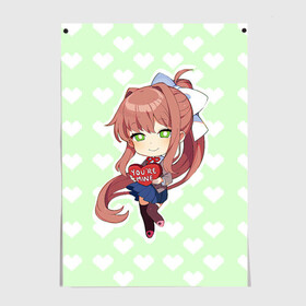 Постер с принтом Chibi Monika в Новосибирске, 100% бумага
 | бумага, плотность 150 мг. Матовая, но за счет высокого коэффициента гладкости имеет небольшой блеск и дает на свету блики, но в отличии от глянцевой бумаги не покрыта лаком | ddlc | doki doki literature club | monika | моника