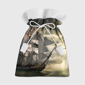 Подарочный 3D мешок с принтом Парусник в Новосибирске, 100% полиэстер | Размер: 29*39 см | гроза | живопись | корабль | море | парусник | старинный | чайки