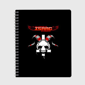 Тетрадь с принтом The Binding of Isaac, Skull  в Новосибирске, 100% бумага | 48 листов, плотность листов — 60 г/м2, плотность картонной обложки — 250 г/м2. Листы скреплены сбоку удобной пружинной спиралью. Уголки страниц и обложки скругленные. Цвет линий — светло-серый
 | skull | the binding of isaac | айзек | аркады | жертвоприношение айзека | жертвоприношение исаака | исаак | крест | логотипы игр | монстры | персонажи игр | череп