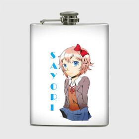 Фляга с принтом Doki Doki SAYORI в Новосибирске, металлический корпус | емкость 0,22 л, размер 125 х 94 мм. Виниловая наклейка запечатывается полностью | Тематика изображения на принте: anime | doki doki literature club | monika | natsuki | sayori | yuri | аниме | доки доки | доки доки литературный клуб | моника | нацуки | саёри | юри