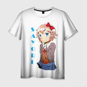 Мужская футболка 3D с принтом Doki Doki SAYORI в Новосибирске, 100% полиэфир | прямой крой, круглый вырез горловины, длина до линии бедер | anime | doki doki literature club | monika | natsuki | sayori | yuri | аниме | доки доки | доки доки литературный клуб | моника | нацуки | саёри | юри