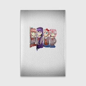 Обложка для паспорта матовая кожа с принтом Doki Doki Literature Club в Новосибирске, натуральная матовая кожа | размер 19,3 х 13,7 см; прозрачные пластиковые крепления | anime | doki doki literature club | monika | natsuki | sayori | yuri | аниме | доки доки | доки доки литературный клуб | моника | нацуки | саёри | юри