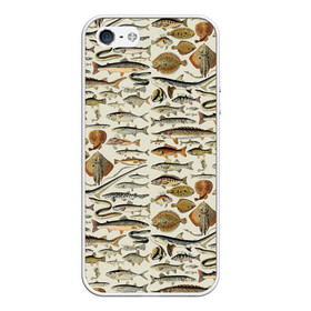 Чехол для iPhone 5/5S матовый с принтом рыбный паттерн в Новосибирске, Силикон | Область печати: задняя сторона чехла, без боковых панелей | Тематика изображения на принте: ocean | sea | киты | море | морские мотивы | морской принт | морской фон | океан | паттерн | рыбы | текстуры