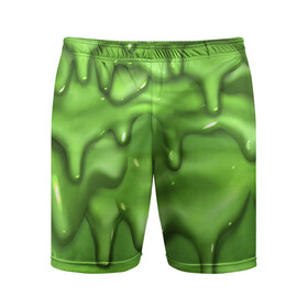 Мужские шорты спортивные с принтом Green Slime в Новосибирске,  |  | drips | green | slime | желе | зелёный | слайм