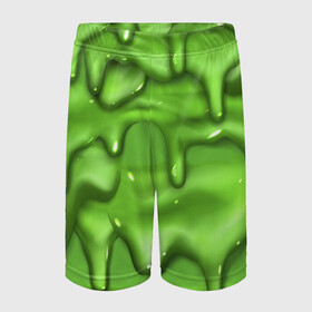 Детские спортивные шорты 3D с принтом Green Slime в Новосибирске,  100% полиэстер
 | пояс оформлен широкой мягкой резинкой, ткань тянется
 | drips | green | slime | желе | зелёный | слайм