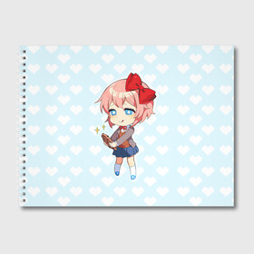 Альбом для рисования с принтом Chibi Sayori в Новосибирске, 100% бумага
 | матовая бумага, плотность 200 мг. | ddlc | doki doki literature club | sayori | саёри | сайори