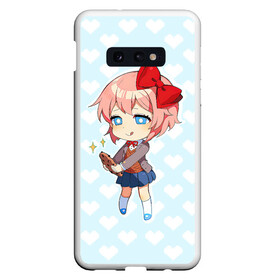 Чехол для Samsung S10E с принтом Chibi Sayori в Новосибирске, Силикон | Область печати: задняя сторона чехла, без боковых панелей | Тематика изображения на принте: ddlc | doki doki literature club | sayori | саёри | сайори