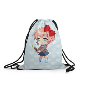 Рюкзак-мешок 3D с принтом Chibi Sayori в Новосибирске, 100% полиэстер | плотность ткани — 200 г/м2, размер — 35 х 45 см; лямки — толстые шнурки, застежка на шнуровке, без карманов и подкладки | ddlc | doki doki literature club | sayori | саёри | сайори