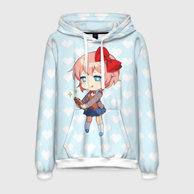 Мужская толстовка 3D с принтом Chibi Sayori в Новосибирске, 100% полиэстер | двухслойный капюшон со шнурком для регулировки, мягкие манжеты на рукавах и по низу толстовки, спереди карман-кенгуру с мягким внутренним слоем. | ddlc | doki doki literature club | sayori | саёри | сайори