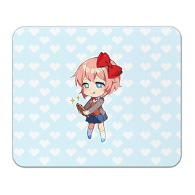 Коврик для мышки прямоугольный с принтом Chibi Sayori в Новосибирске, натуральный каучук | размер 230 х 185 мм; запечатка лицевой стороны | ddlc | doki doki literature club | sayori | саёри | сайори