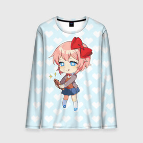 Мужской лонгслив 3D с принтом Chibi Sayori в Новосибирске, 100% полиэстер | длинные рукава, круглый вырез горловины, полуприлегающий силуэт | Тематика изображения на принте: ddlc | doki doki literature club | sayori | саёри | сайори