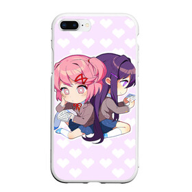 Чехол для iPhone 7Plus/8 Plus матовый с принтом Chibi Natsuki and Yuri в Новосибирске, Силикон | Область печати: задняя сторона чехла, без боковых панелей | Тематика изображения на принте: ddlc | doki doki literature club | natsuki | yuri | натсуки | нацуки | юри