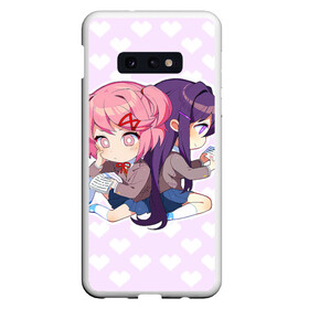 Чехол для Samsung S10E с принтом Chibi Natsuki and Yuri в Новосибирске, Силикон | Область печати: задняя сторона чехла, без боковых панелей | ddlc | doki doki literature club | natsuki | yuri | натсуки | нацуки | юри