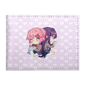 Обложка для студенческого билета с принтом Chibi Natsuki and Yuri в Новосибирске, натуральная кожа | Размер: 11*8 см; Печать на всей внешней стороне | ddlc | doki doki literature club | natsuki | yuri | натсуки | нацуки | юри