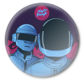 Значок с принтом Daft Punk в Новосибирске,  металл | круглая форма, металлическая застежка в виде булавки | daft punk | electronic music | music | дафт панк | музыка