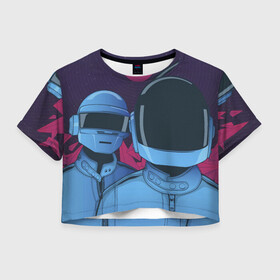 Женская футболка Crop-top 3D с принтом Daft Punk в Новосибирске, 100% полиэстер | круглая горловина, длина футболки до линии талии, рукава с отворотами | daft punk | electronic music | music | дафт панк | музыка