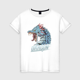 Женская футболка хлопок с принтом Дракон в Новосибирске, 100% хлопок | прямой крой, круглый вырез горловины, длина до линии бедер, слегка спущенное плечо | dragon | дракон | драконами | драконом | дракоша | иероглиф | мифология