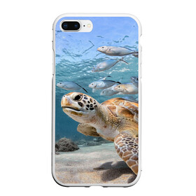 Чехол для iPhone 7Plus/8 Plus матовый с принтом Морская черепаха в Новосибирске, Силикон | Область печати: задняя сторона чехла, без боковых панелей | море | морская | океан | подводный мир | рыбы | черепаха