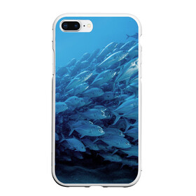 Чехол для iPhone 7Plus/8 Plus матовый с принтом Морские рыбы в Новосибирске, Силикон | Область печати: задняя сторона чехла, без боковых панелей | косяк | море | океан | подводный мир | рыбки | рыбы