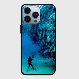 Чехол для iPhone 13 Pro с принтом Фото дайвинг в Новосибирске,  |  | дайвер | косяк | море | океан | подводный мир | рыбки | рыбы | фото дайвинг