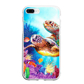 Чехол для iPhone 7Plus/8 Plus матовый с принтом Морские черепахи в Новосибирске, Силикон | Область печати: задняя сторона чехла, без боковых панелей | коралловые | море | морские | океан | подводный мир | рифы | рыбки | рыбы | черепахи